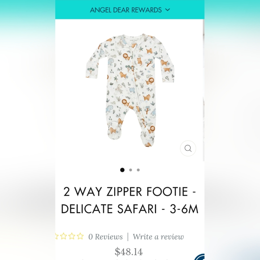 3-6 mo very gently used angle dear 2 way zipper footie( sleeper)